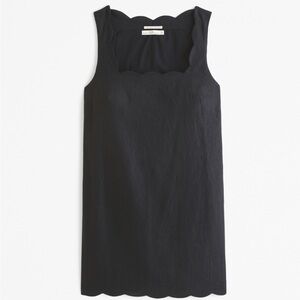 A&F Black Linen Scalloped Mini Dress
